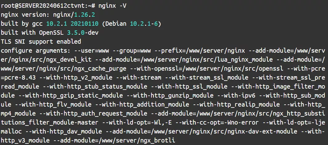 Nginx 1.26.2 使用 OpenSSL 3.5 编译成功
